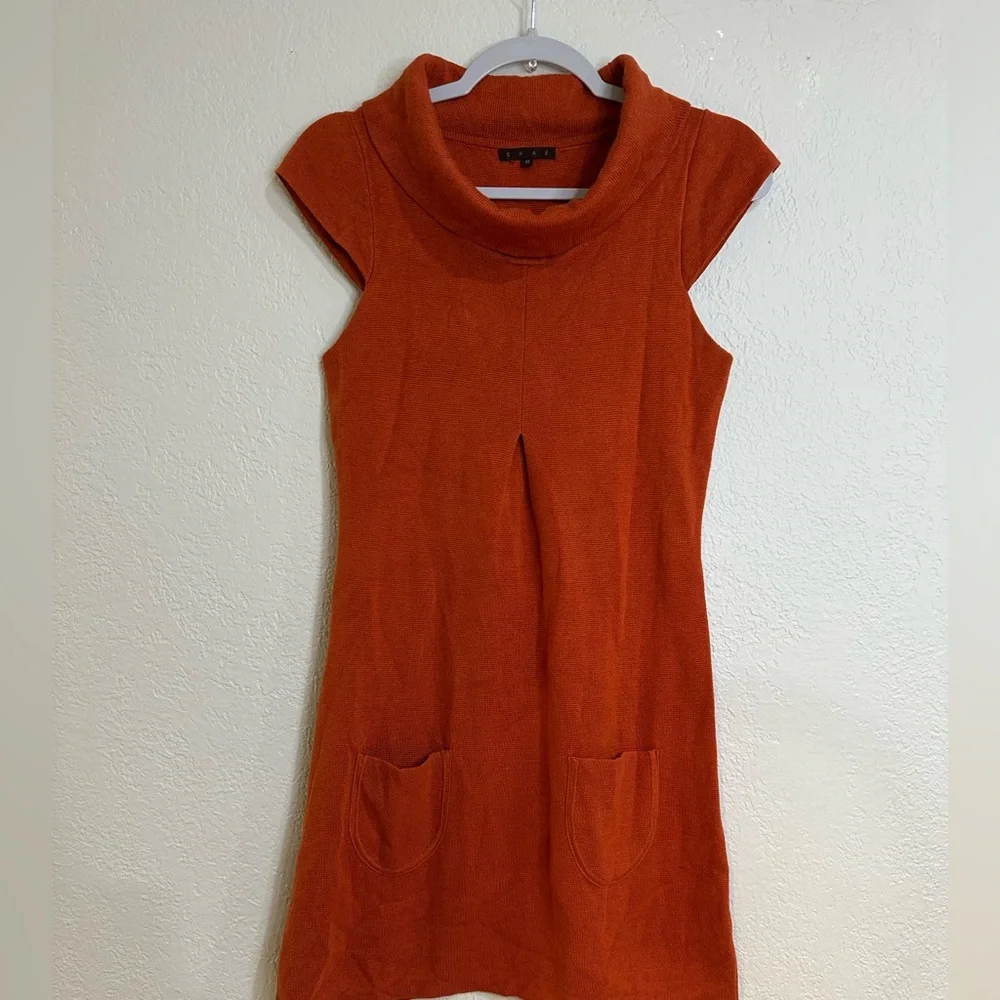 Shae Women’s Sweater Dress Cowl Neck Rust Front Pockets Size M - Picture 8 of 11